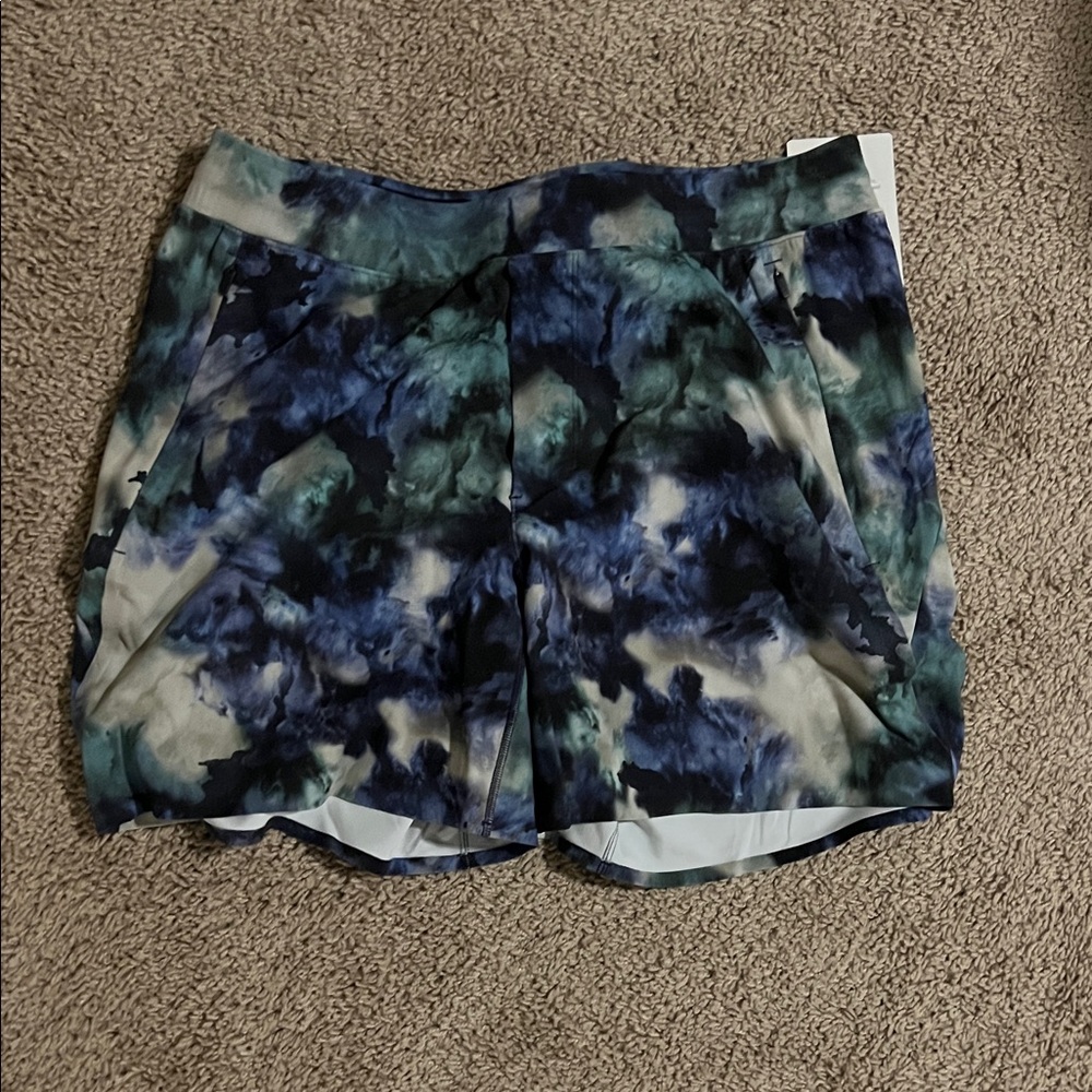 lululemon athletica Blue and Green Tie-Dye Athletic Shorts - Picture 1 of 2